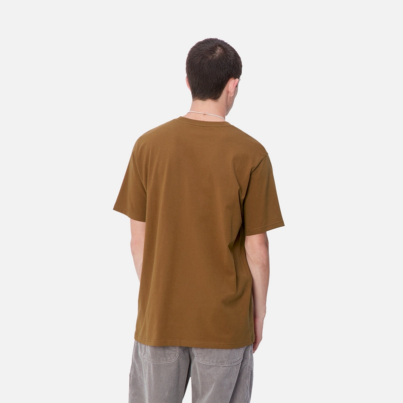 Brown Men Carhartt Pocket T-Shirt | HBL-095861