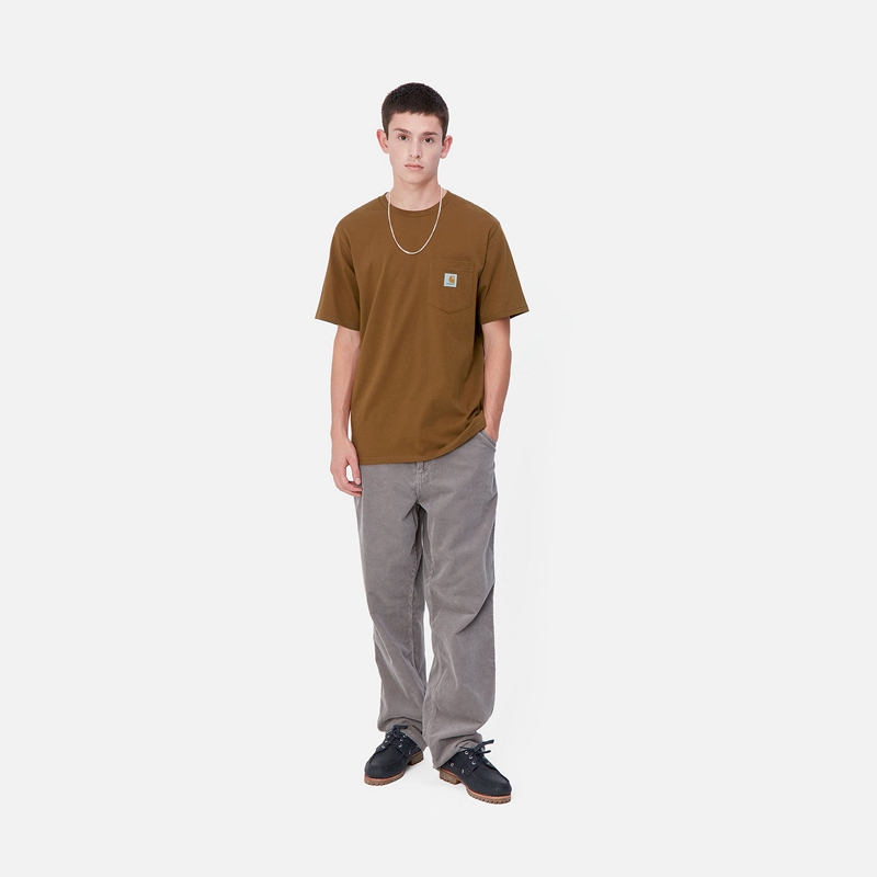 Brown Men Carhartt Pocket T-Shirt | HBL-095861