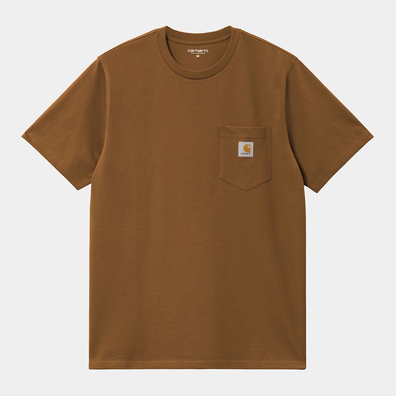 Brown Men Carhartt Pocket T-Shirt | HBL-095861