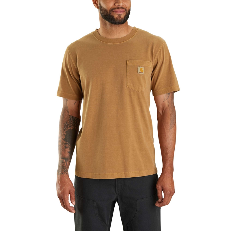 Brown Men Carhartt Re-Engineered Relaxed Fit Lightweight Short-Sleeve Garment Dyed Pocket T-Shirt | ELO-265304