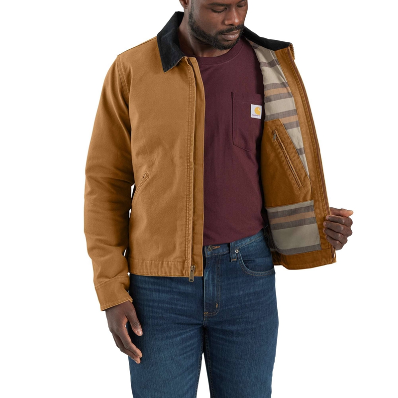 Brown Men Carhartt Re-Engineered Rugged Flex® Relaxed Fit Duck Detroit Jackets | UOG-156432