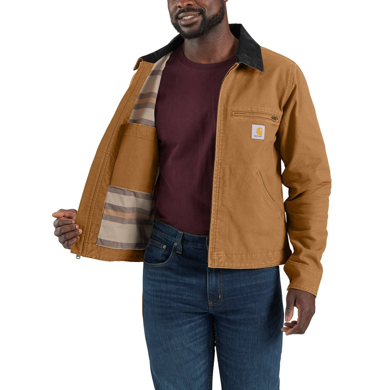 Brown Men Carhartt Re-Engineered Rugged Flex® Relaxed Fit Duck Detroit Jackets | UOG-156432