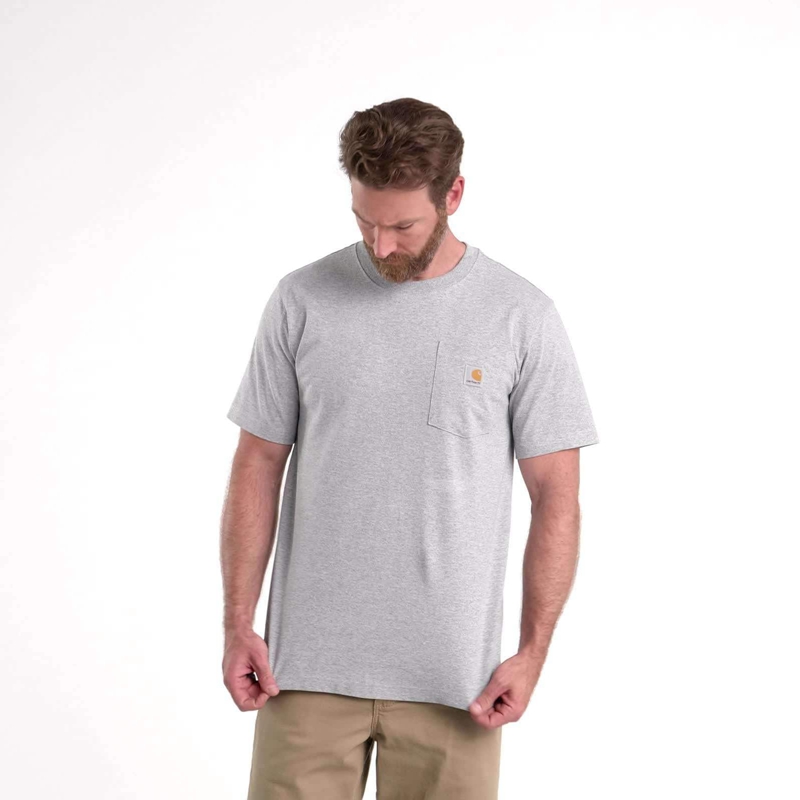 Brown Men Carhartt Relaxed Fit Heavyweight Short-Sleeve Pocket T-Shirt | FIN-723906