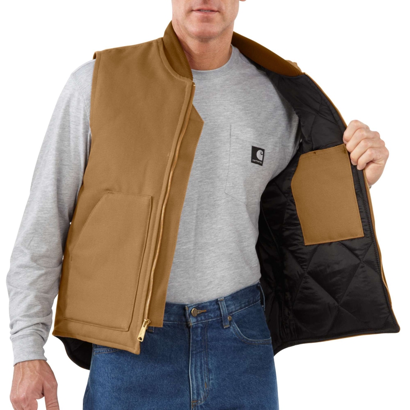 Brown Men Carhartt Rib Collar Insulated Vest | GOR-479521