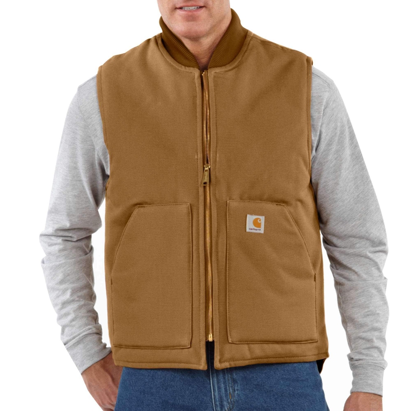 Brown Men Carhartt Rib Collar Insulated Vest | GOR-479521