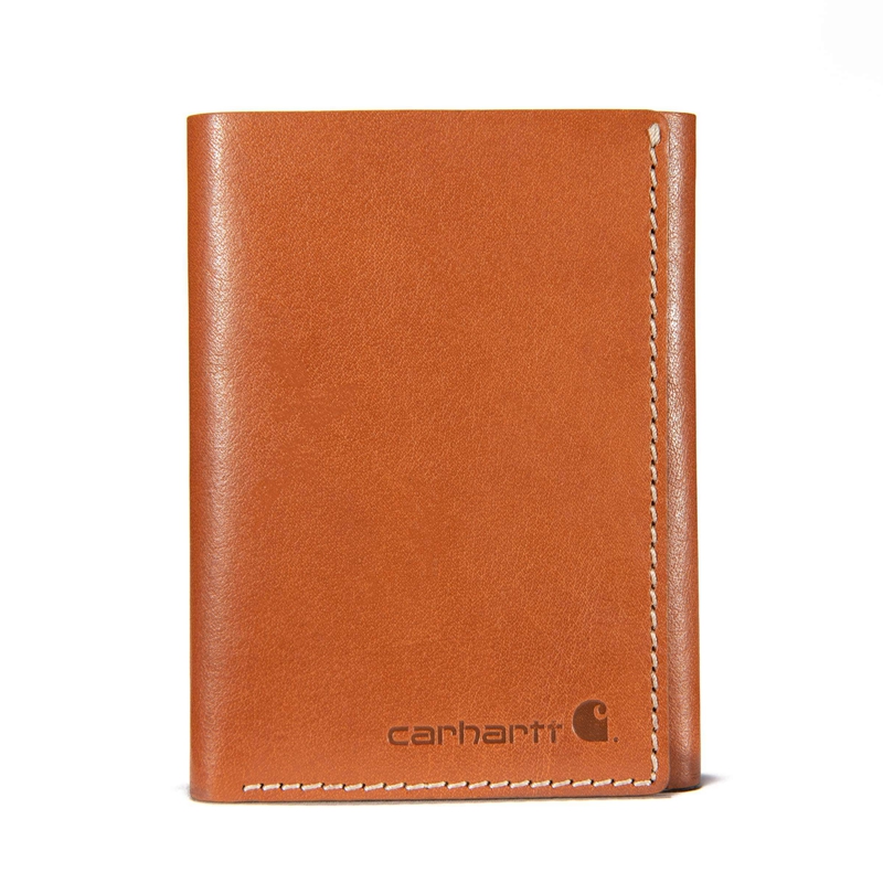 Brown Men Carhartt Rough Cut Trifold Wallets | AUC-689032