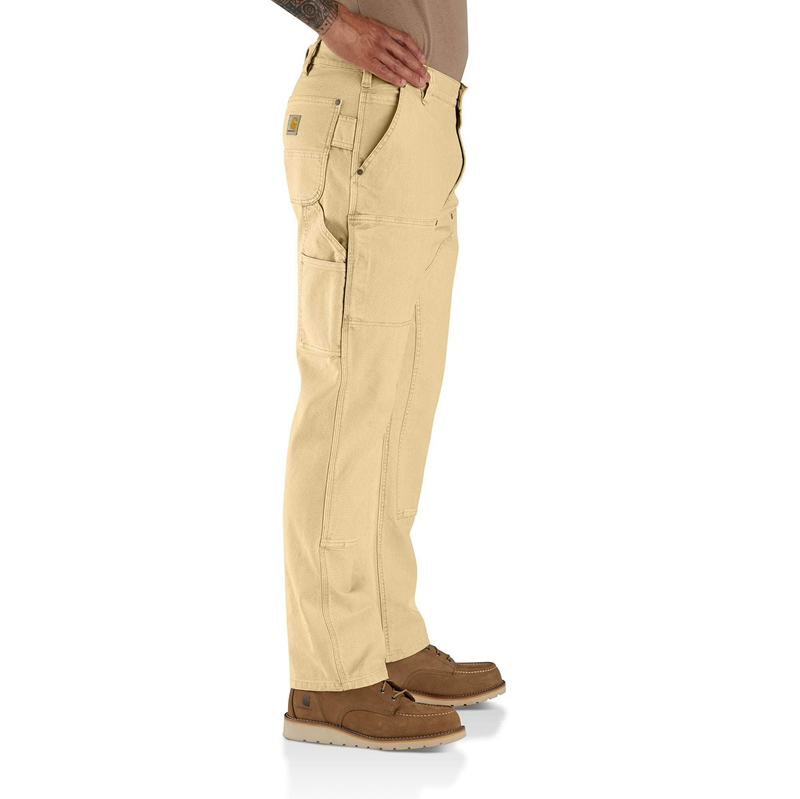 Brown Men Carhartt Rugged Flex® Relaxed Fit Garment Dyed Duck Double-Front Utility Pants | CTD-326490