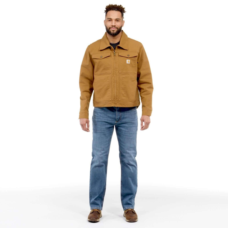 Brown Men Carhartt Rugged Flex® Relaxed Fit Duck Jackets | CWH-561834