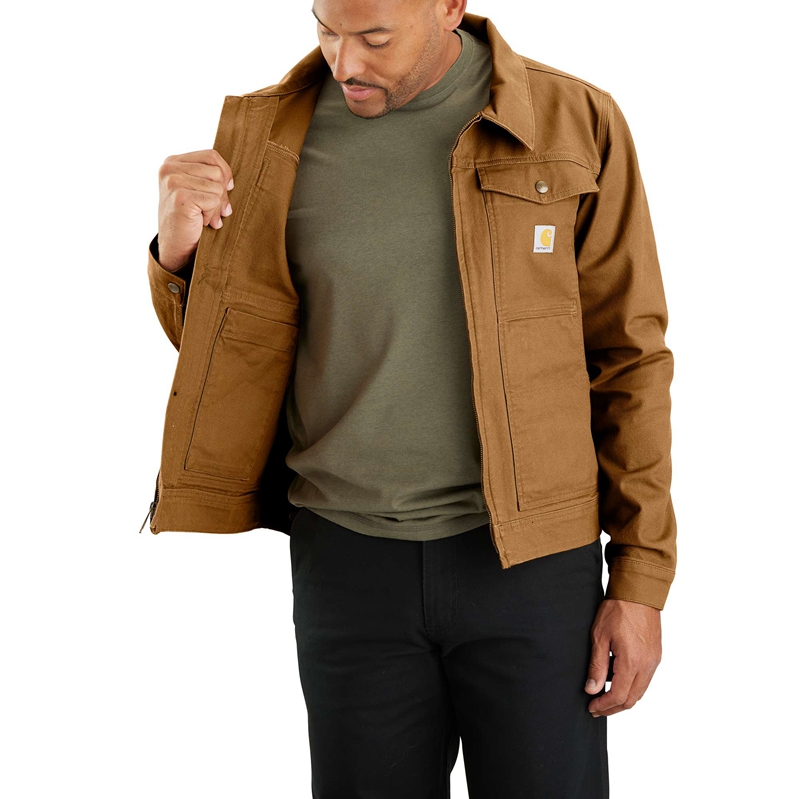 Brown Men Carhartt Rugged Flex® Relaxed Fit Duck Jackets | CWH-561834