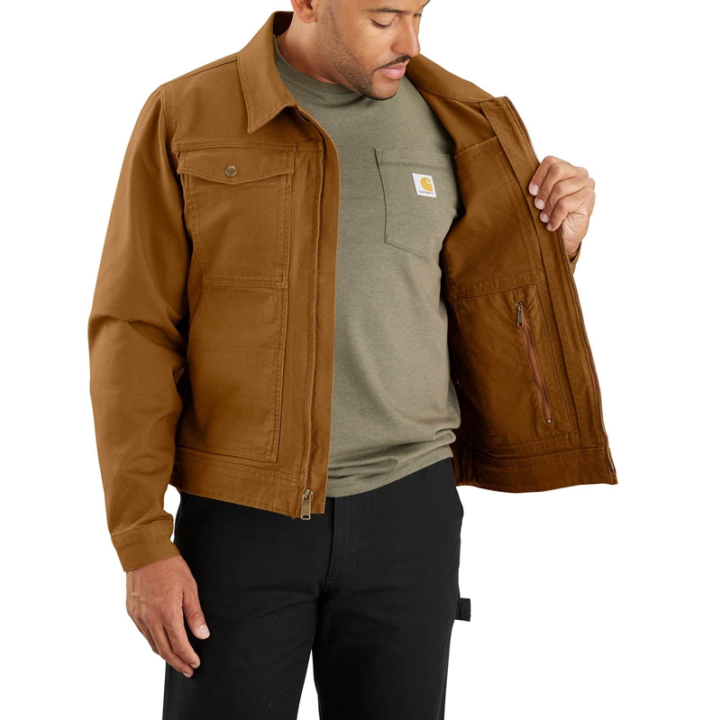 Brown Men Carhartt Rugged Flex® Relaxed Fit Duck Jackets | CWH-561834