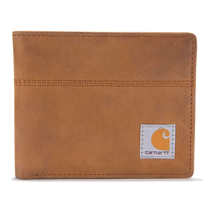 Brown Men Carhartt Saddle Leather Bifold Wallets | XFE-257819