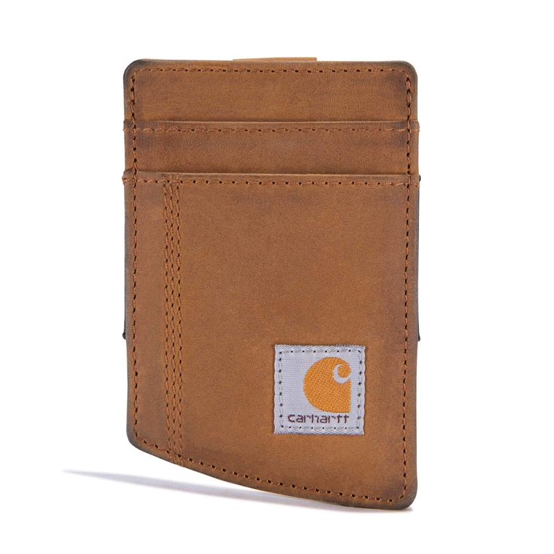 Brown Men Carhartt Saddle Leather Front Pocket Wallets | JIO-710238