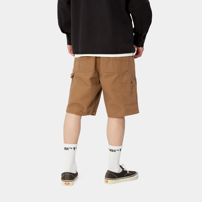 Brown Men Carhartt Single Knee Shorts | GML-405312