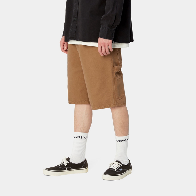 Brown Men Carhartt Single Knee Shorts | GML-405312