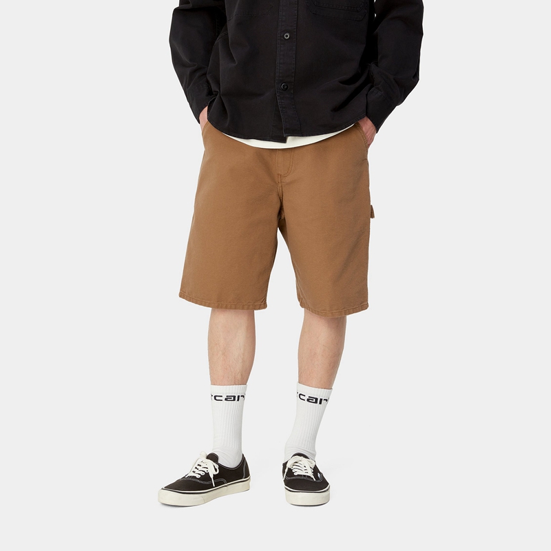 Brown Men Carhartt Single Knee Shorts | GML-405312