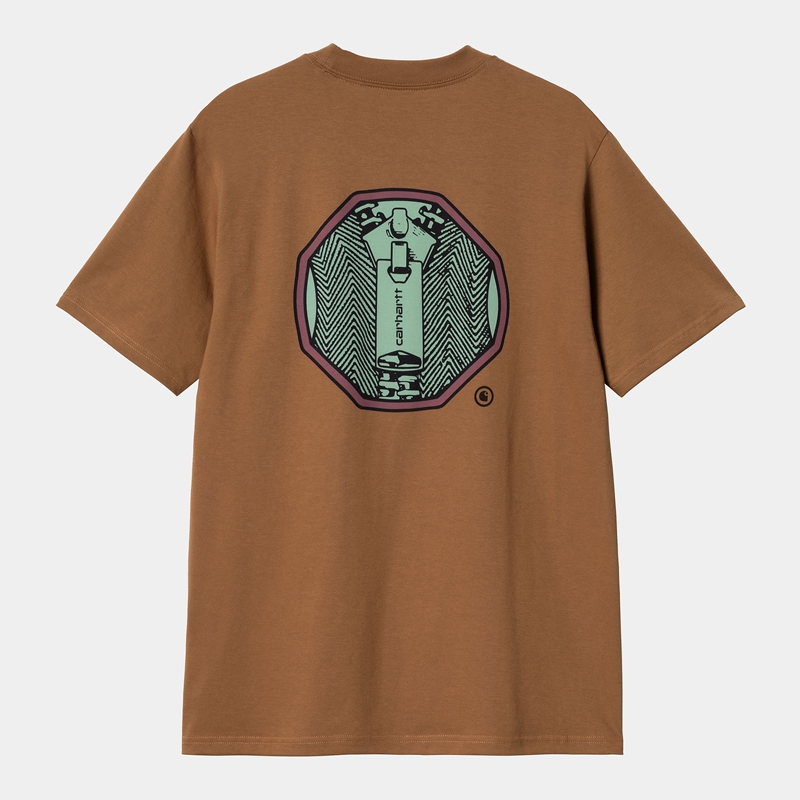 Brown Men Carhartt Zipper T-Shirt | EIA-624051