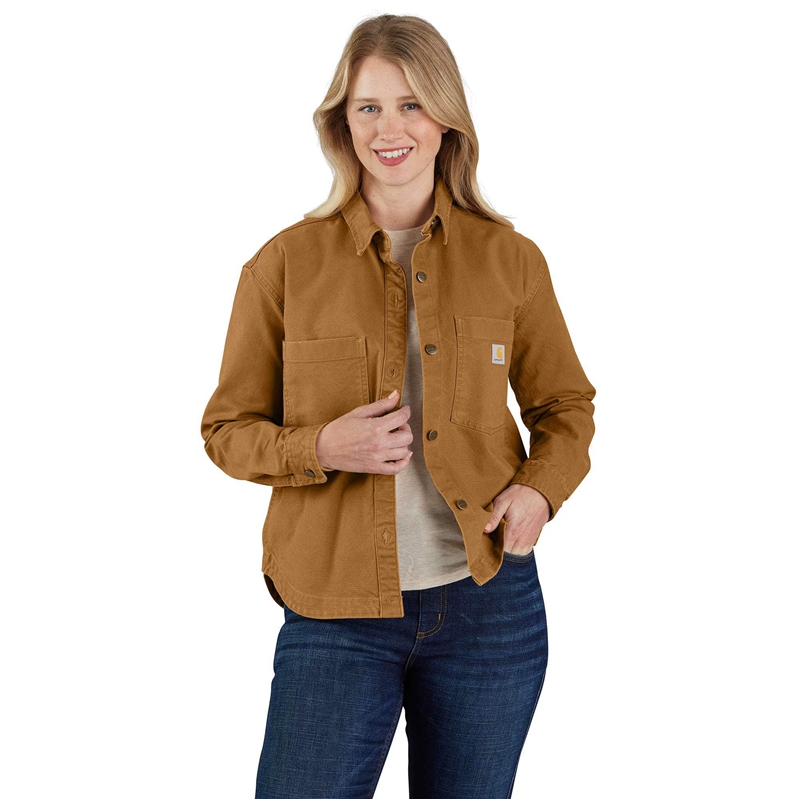 Brown Women Carhartt Rugged Flex® Loose Fit Heavyweight Duck Jackets | KRB-812730