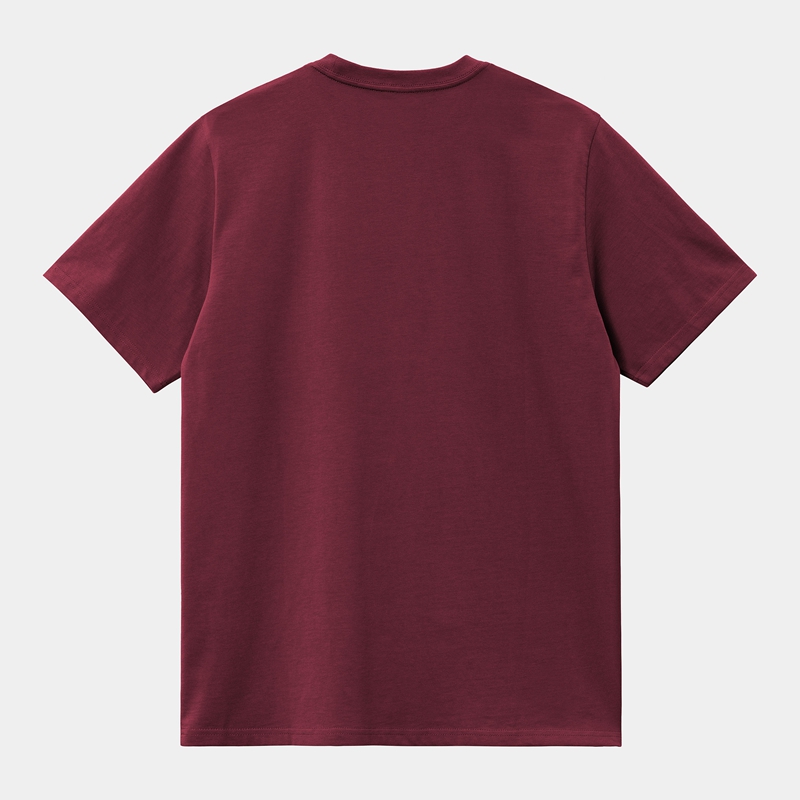 Burgundy Men Carhartt American Script T-Shirt | LPX-935417