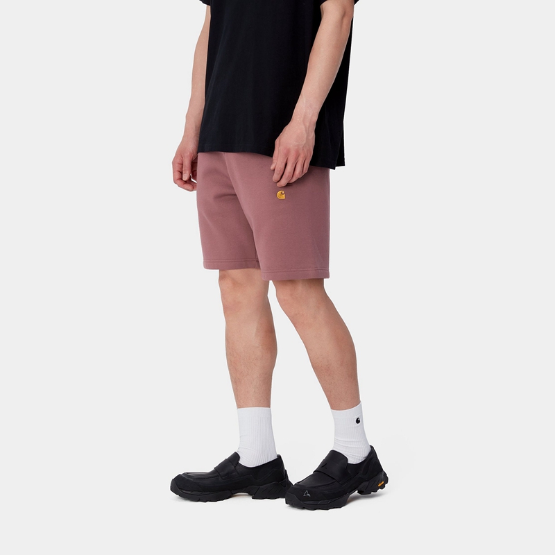 Burgundy Men Carhartt Chase Shorts | ETM-194076