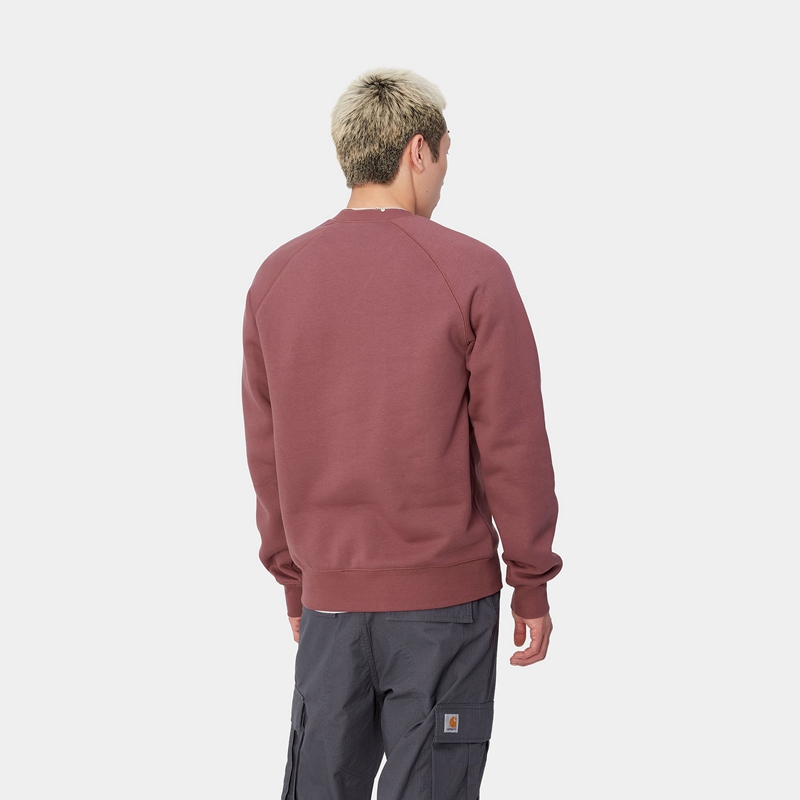 Burgundy Men Carhartt Chase Sweatshirt | IWC-742593