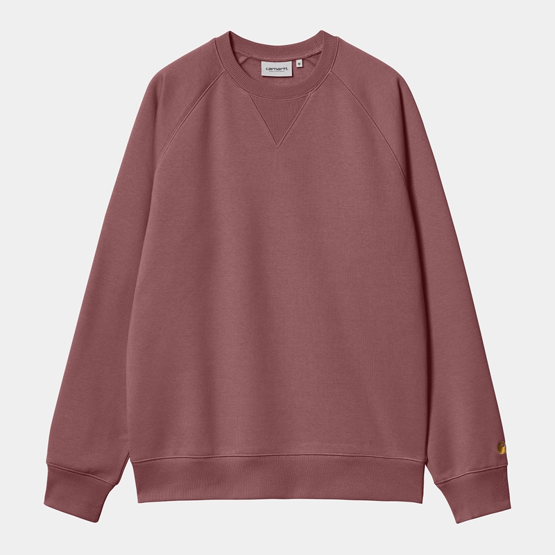 Burgundy Men Carhartt Chase Sweatshirt | IWC-742593