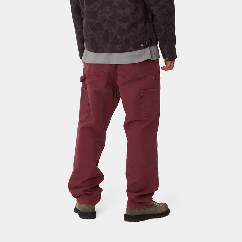 Burgundy Men Carhartt Double Knee Pants | CQG-941853