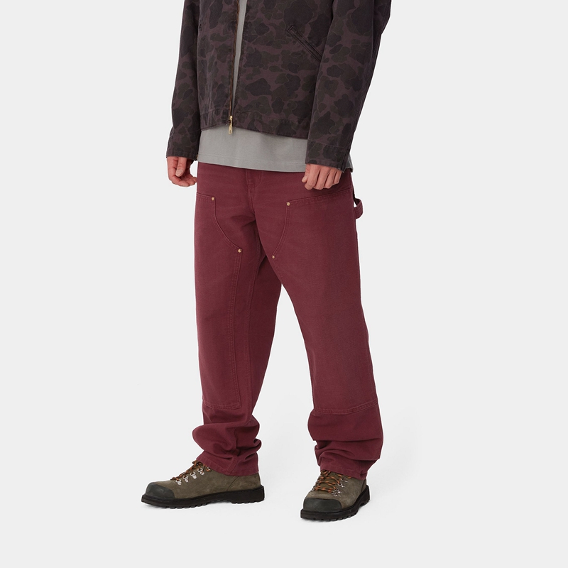 Burgundy Men Carhartt Double Knee Pants | CQG-941853