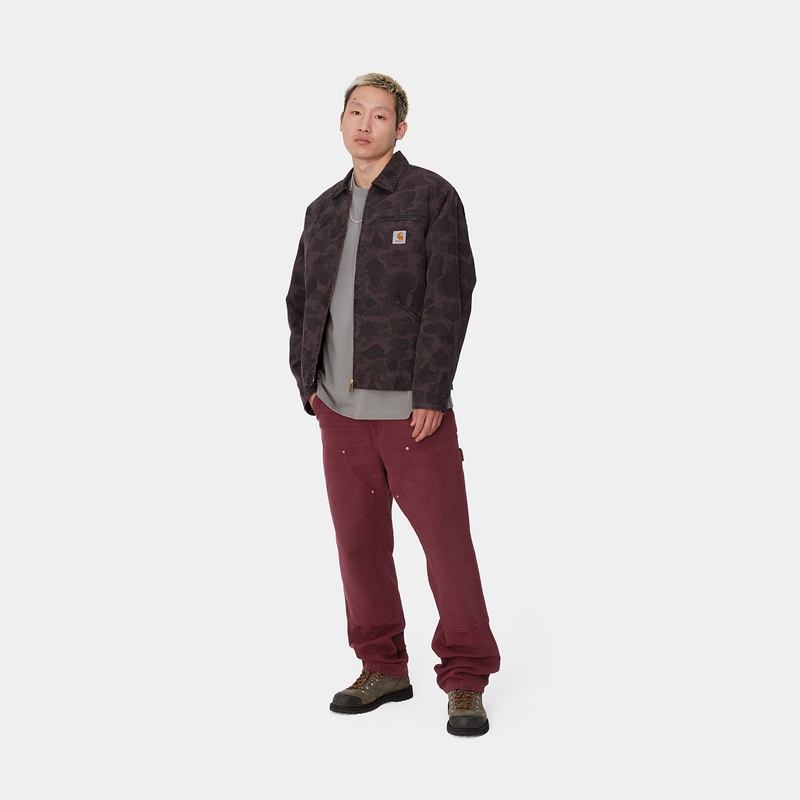 Burgundy Men Carhartt Double Knee Pants | CQG-941853