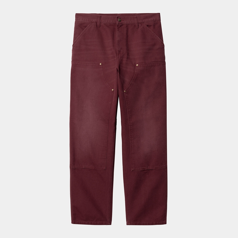 Burgundy Men Carhartt Double Knee Pants | CQG-941853