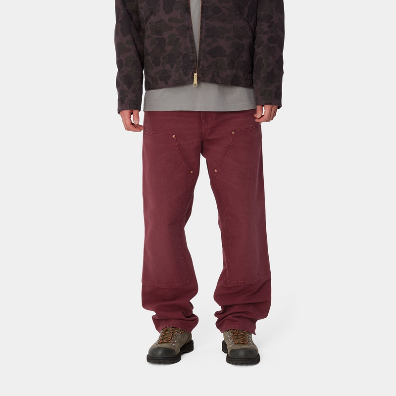 Burgundy Men Carhartt Double Knee Pants | CQG-941853