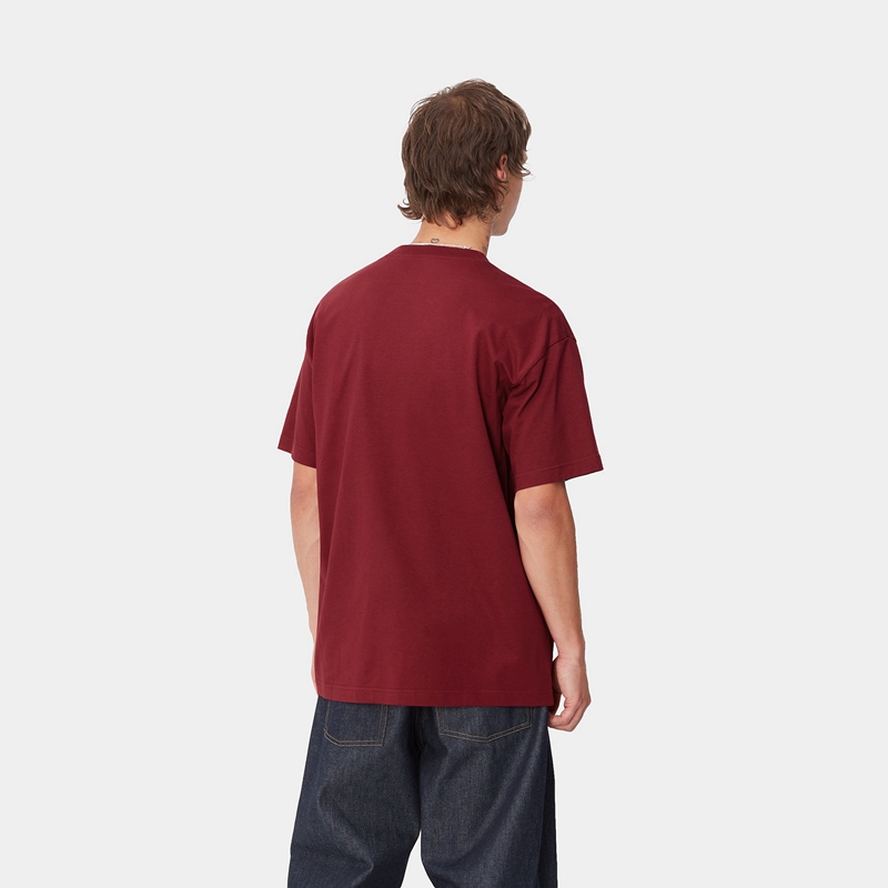 Burgundy Men Carhartt Goo T-Shirt | LIA-219745