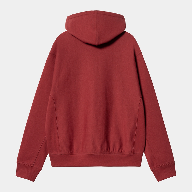 Burgundy Men Carhartt Hooded American Script Hoodie | WYN-641392