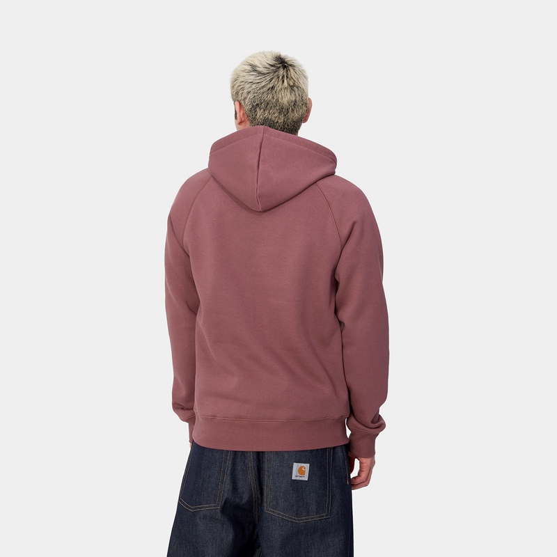 Burgundy Men Carhartt Hooded Chase Hoodie | NRM-875192