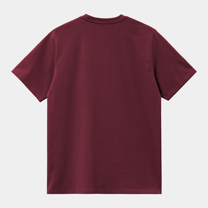 Burgundy Men Carhartt Pocket T-Shirt | RAV-042317