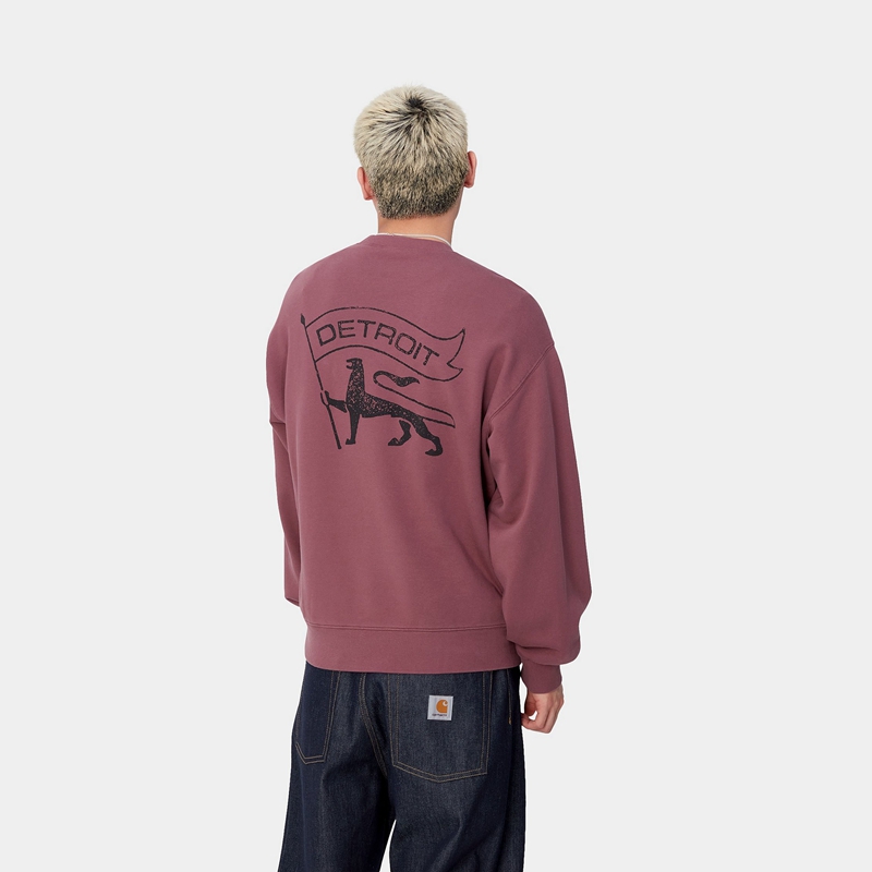 Burgundy Men Carhartt Stamp Sweatshirt | XAZ-561927