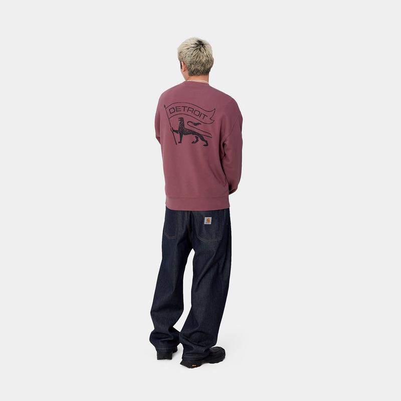 Burgundy Men Carhartt Stamp Sweatshirt | XAZ-561927