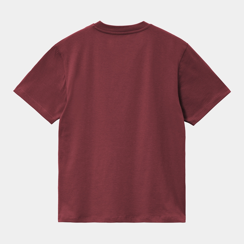 Burgundy Women Carhartt American Script T-Shirt | MKI-905271