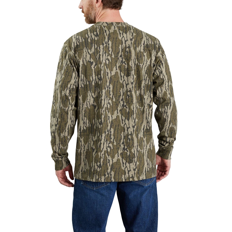 Camo Men Carhartt Loose Fit Heavyweight Long-Sleeve Pocket Camo Logo Graphic T-Shirt | MIC-768942