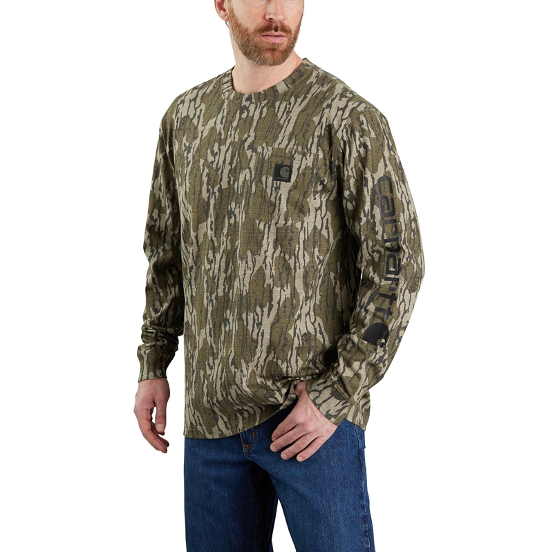 Camo Men Carhartt Loose Fit Heavyweight Long-Sleeve Pocket Camo Logo Graphic T-Shirt | MIC-768942