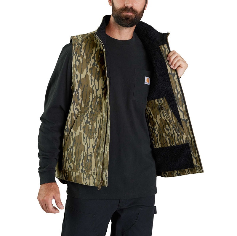 Camo Men Carhartt Rugged Flex® Duck Loose Fit Sherpa-Lined Camo Mock-Neck Vest | MQE-429137