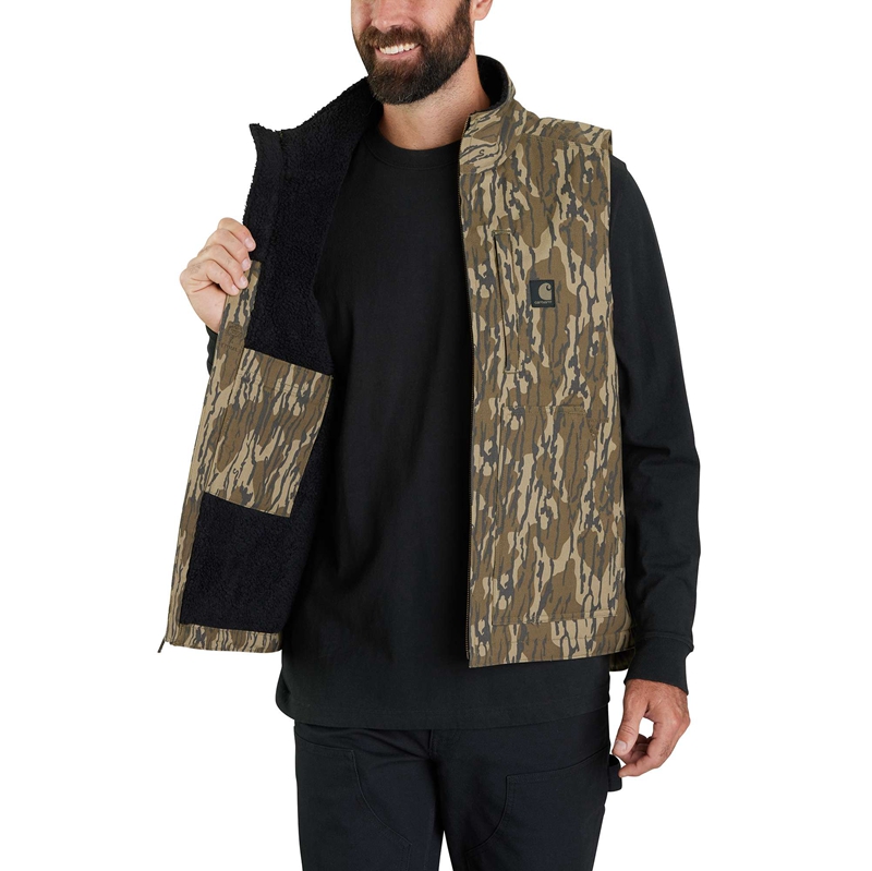 Camo Men Carhartt Rugged Flex® Duck Loose Fit Sherpa-Lined Camo Mock-Neck Vest | MQE-429137