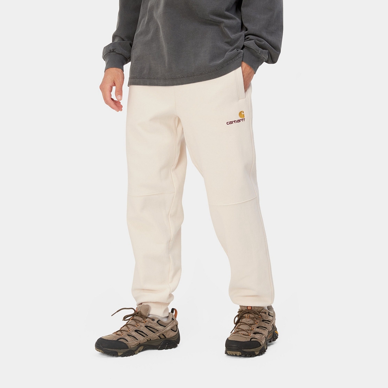 Cream Men Carhartt American Script Jogging Pants | FDP-328546