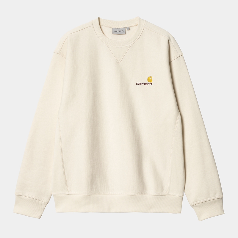 Cream Men Carhartt American Script Sweatshirt | JRT-716489