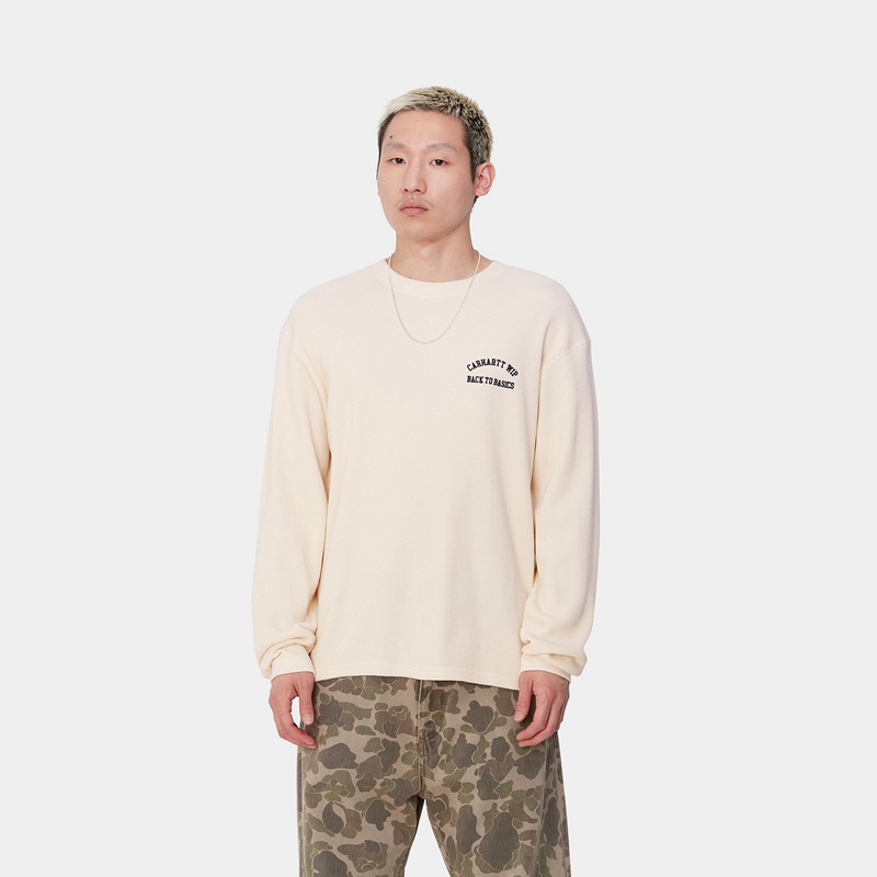 Cream Men Carhartt Basics Script T-Shirt | KRL-956482