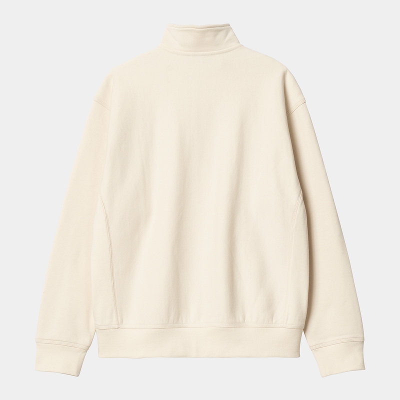 Cream Men Carhartt Half Zip American Script Sweatshirt | KNY-178302