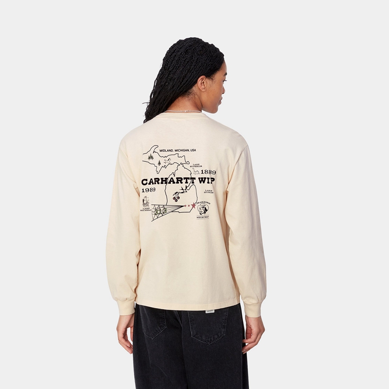 Cream Women Carhartt Home State T-Shirt | WHQ-319568