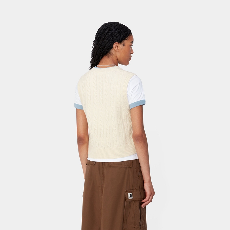 Cream Women Carhartt Signature Vest | VET-798054