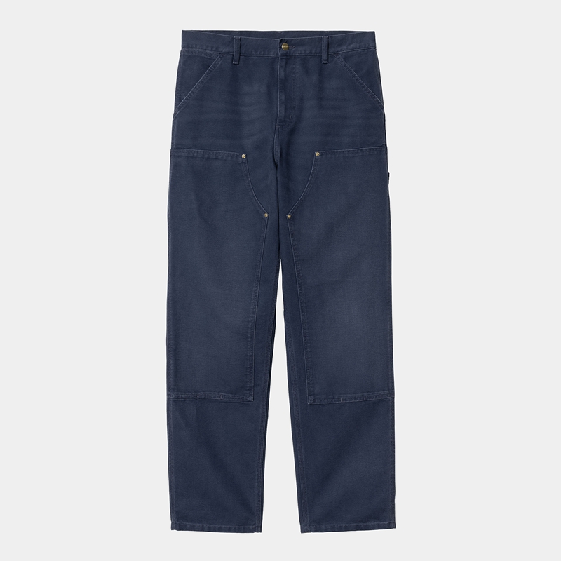 Dark Blue Men Carhartt Double Knee Pants | GZJ-740581