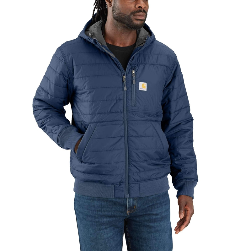 Dark Blue Men Carhartt Rain Defender® Relaxed Fit Lightweight Insulated Hooded Jackets | RKJ-371045