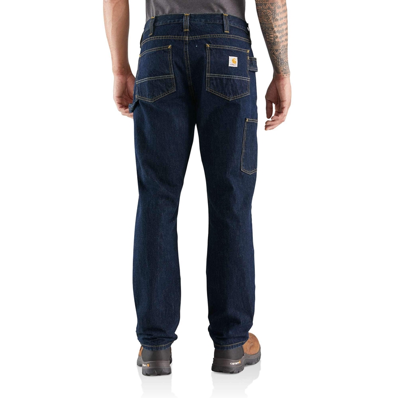 Dark Blue Men Carhartt Rugged Flex® Relaxed Fit 5-Pocket Utility Jeans | FLJ-642810